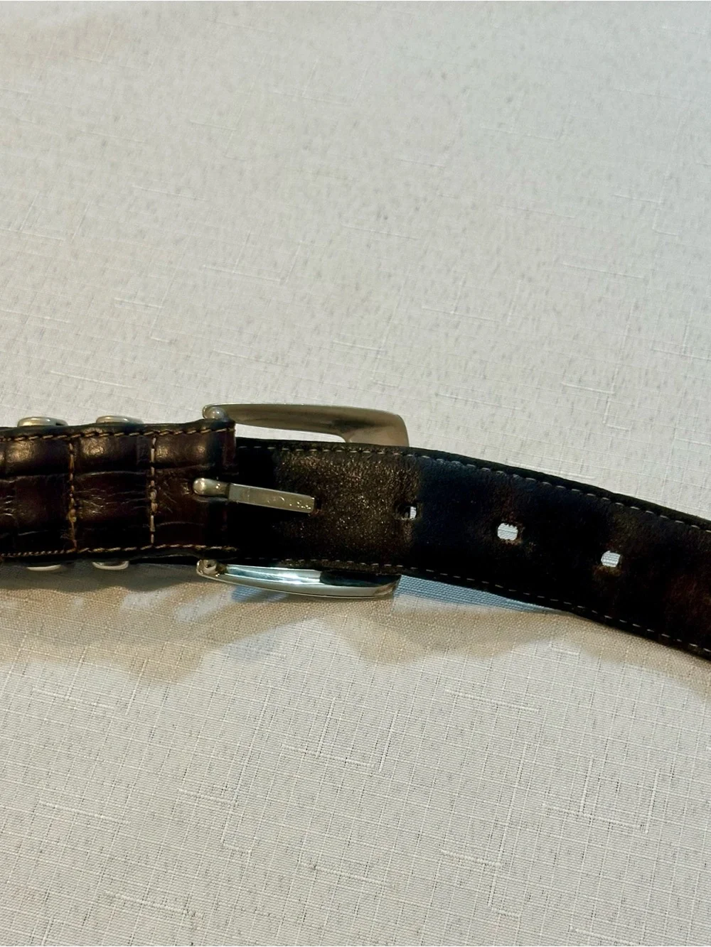 PGA Tour Brown Croc Embossed Leather Golf Belt Size 40